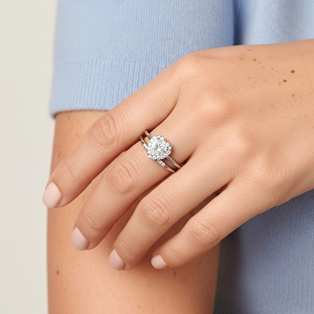 Argent sterling 925 Moissanite Ensemble d'alliances