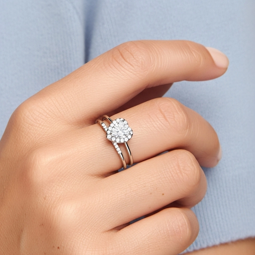 Argent sterling 925 Moissanite Ensemble d'alliances