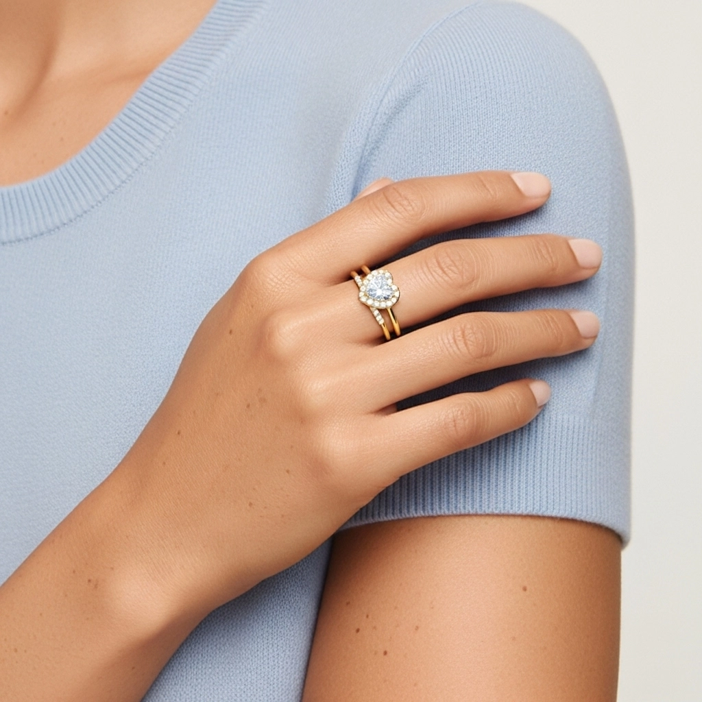 925 Sterling Silver Moissanite Wedding Ring Set