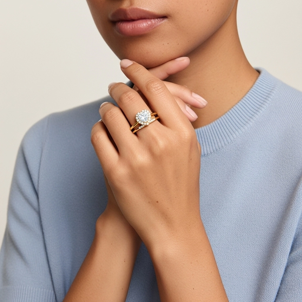 925 Sterling Silver Moissanite Wedding Ring Set