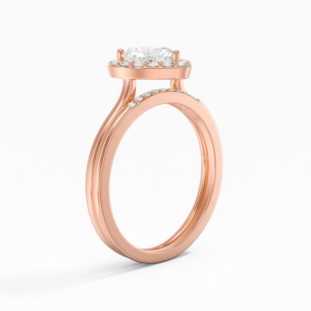 18K Rose Gold Moissanite Wedding Ring Set
