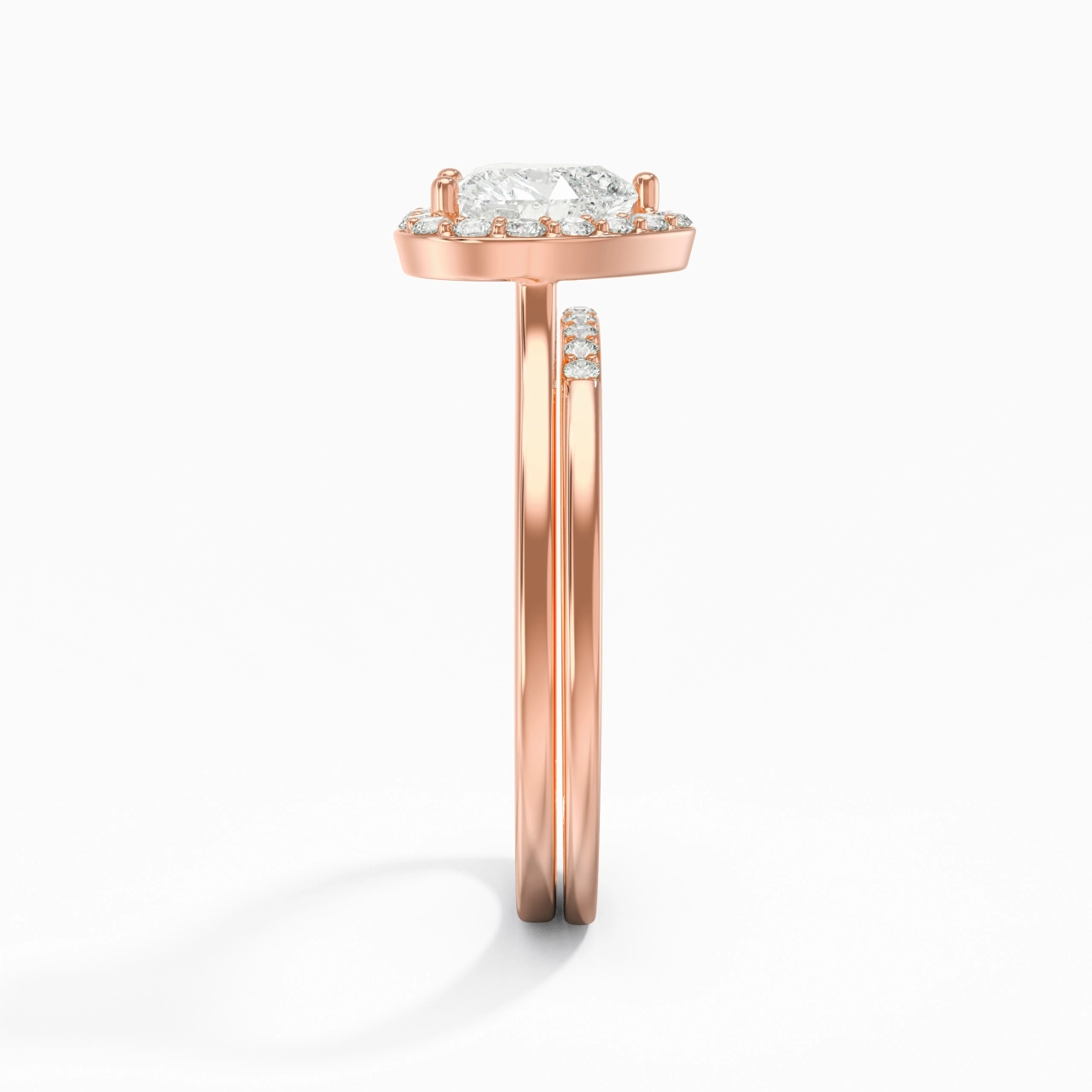 18K Rose Gold Moissanite Wedding Ring Set
