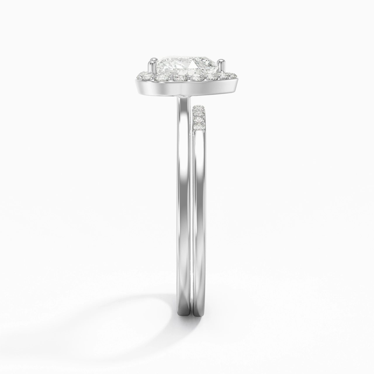 14K White Gold Moissanite Wedding Ring Set
