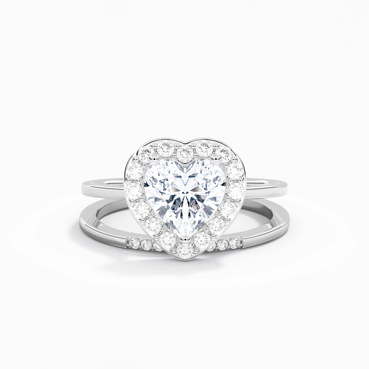 18K White Gold Moissanite Wedding Ring Set