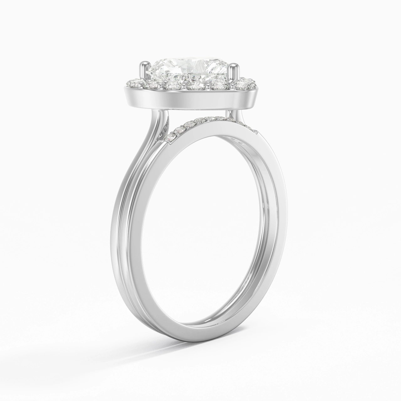 18K White Gold Moissanite Wedding Ring Set