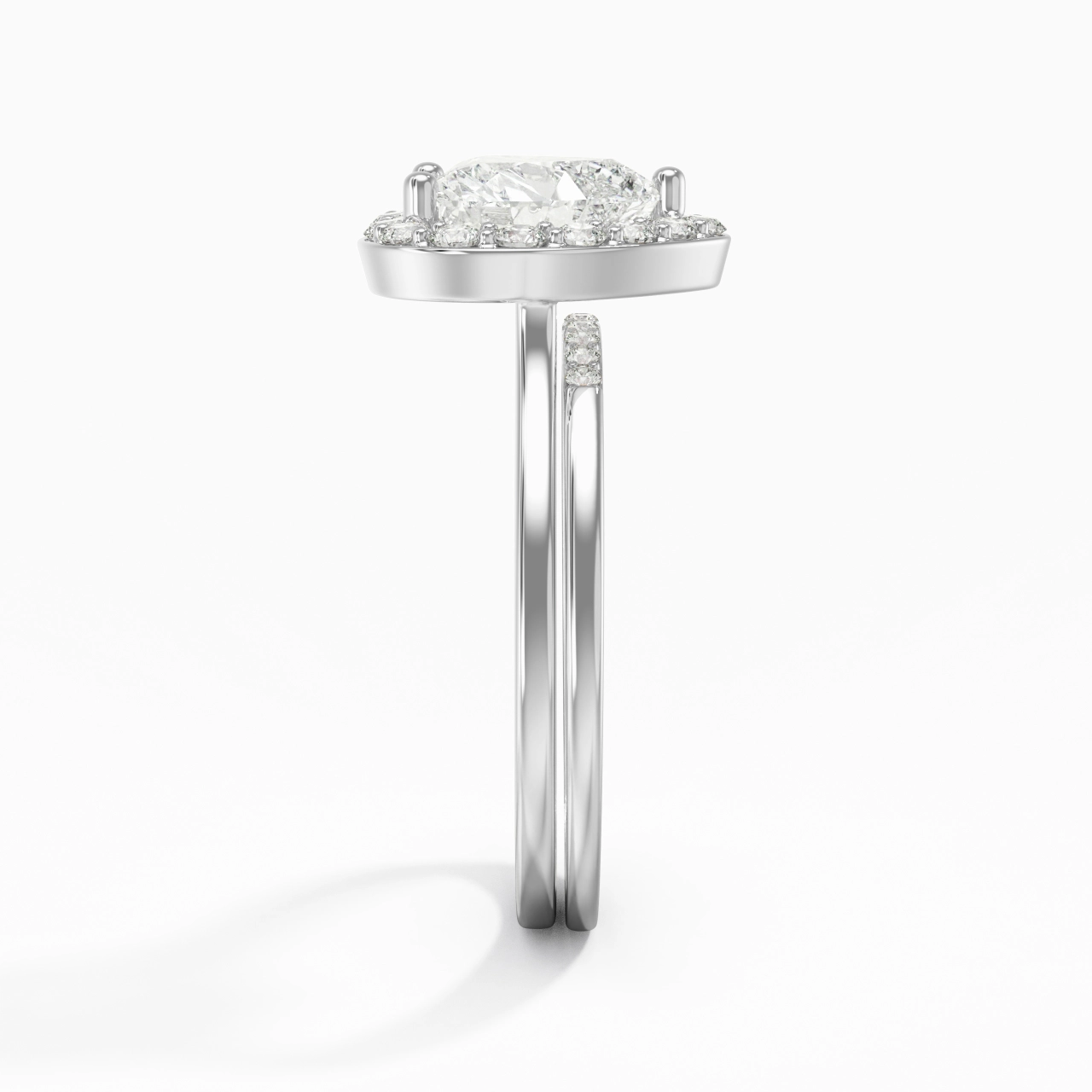 18K White Gold Moissanite Wedding Ring Set