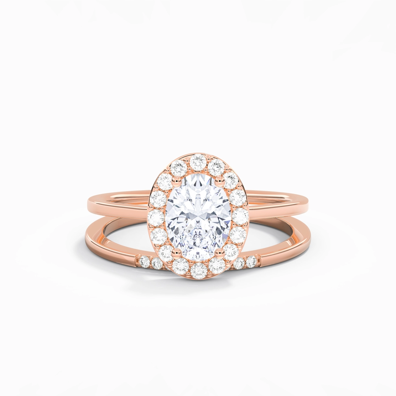 18K Rose Gold Moissanite Wedding Ring Set