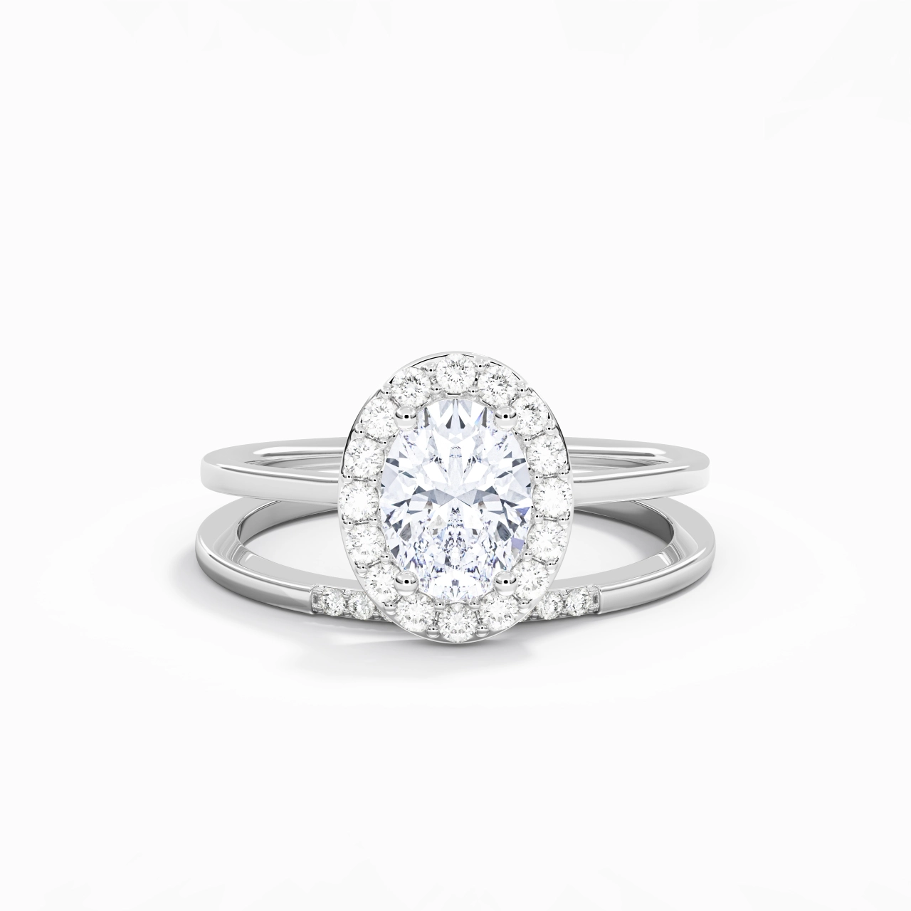 14K White Gold Moissanite Wedding Ring Set