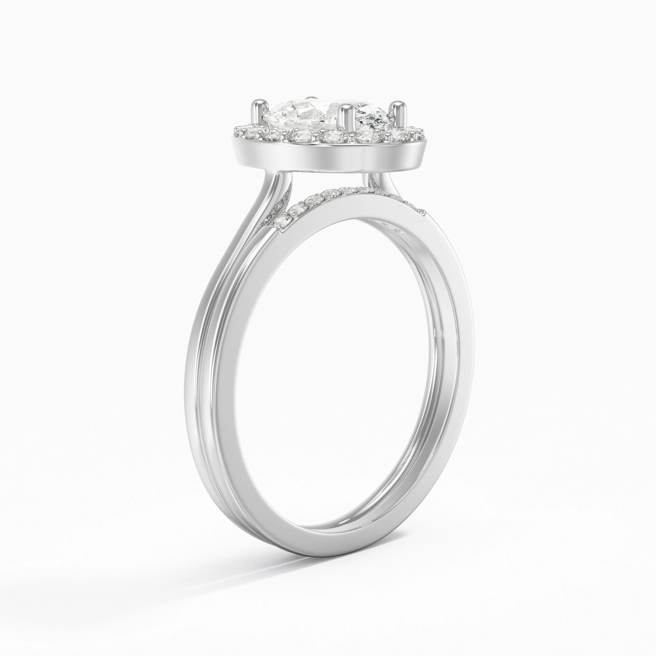 14K White Gold Moissanite Wedding Ring Set