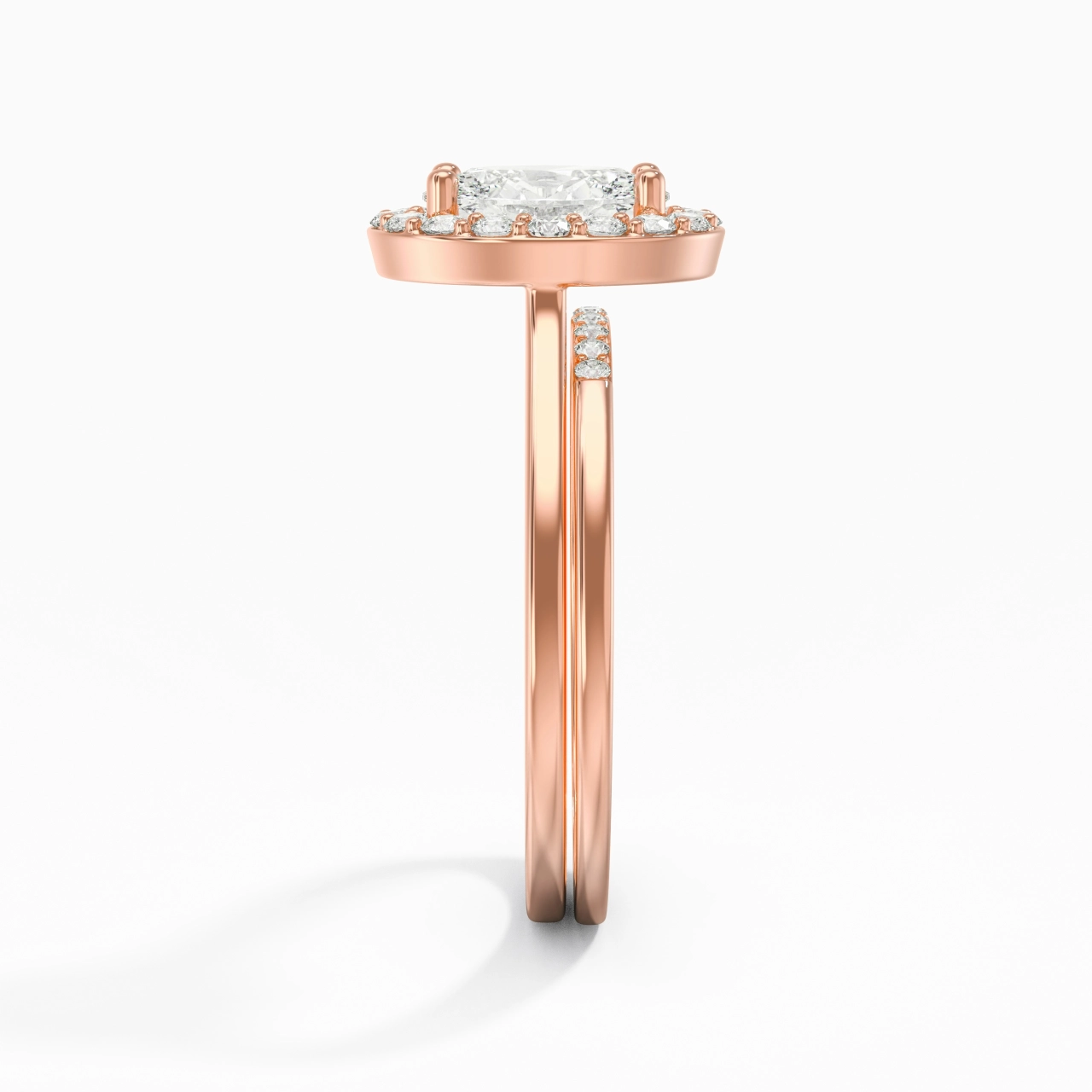 18K Rose Gold Moissanite Wedding Ring Set