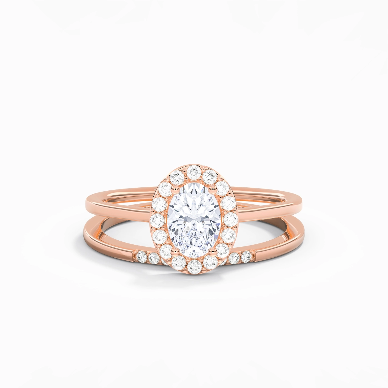 18K Rose Gold Moissanite Wedding Ring Set