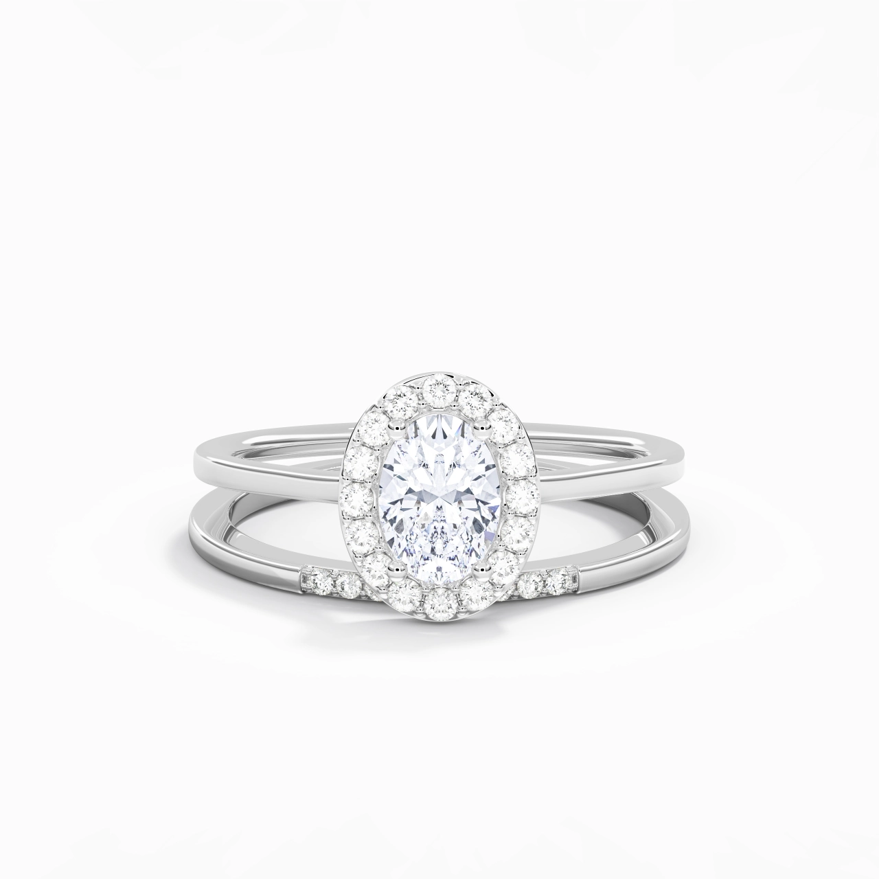 18K White Gold Moissanite Wedding Ring Set