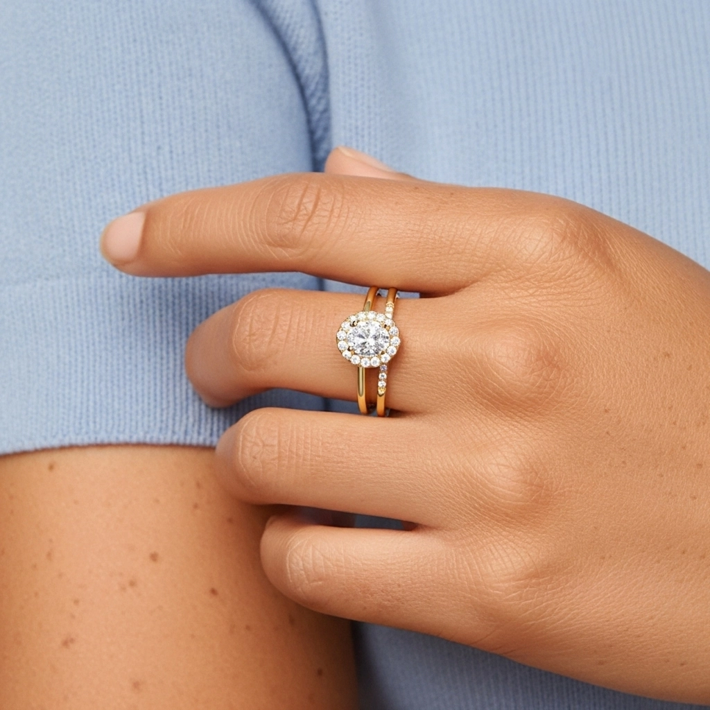 Argent sterling 925 Moissanite Ensemble d'alliances