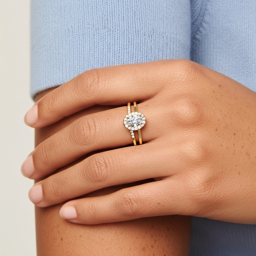 Argent sterling 925 Moissanite Ensemble d'alliances