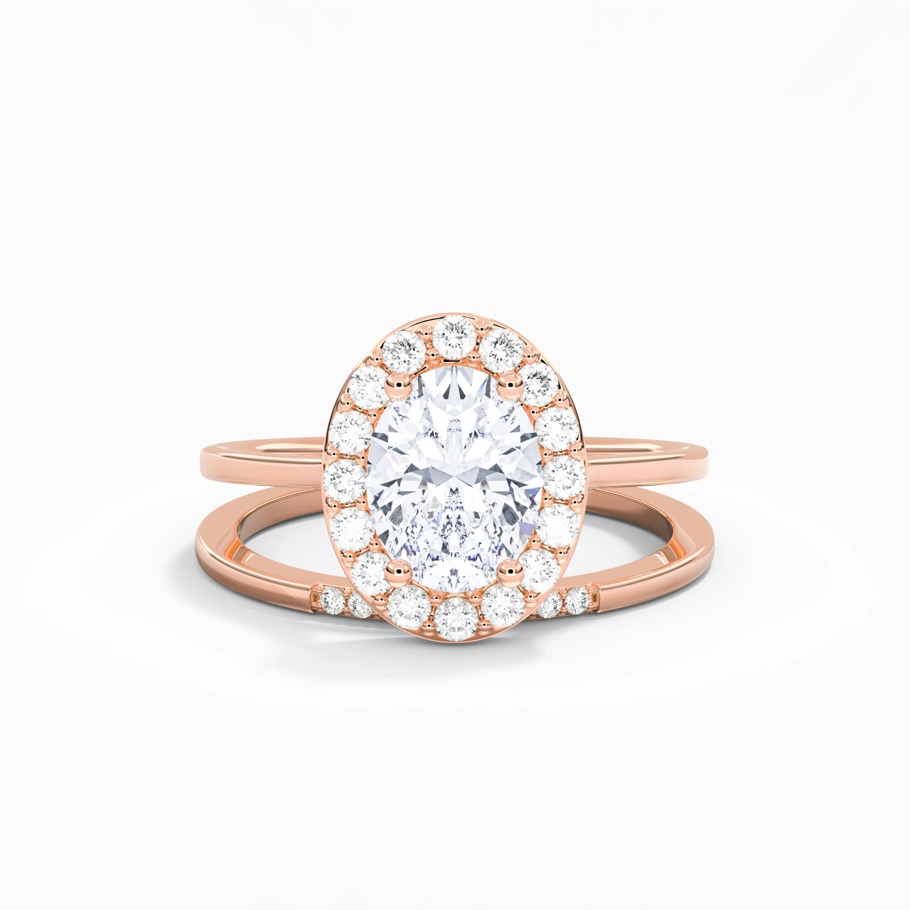 18K Rose Gold Moissanite Wedding Ring Set