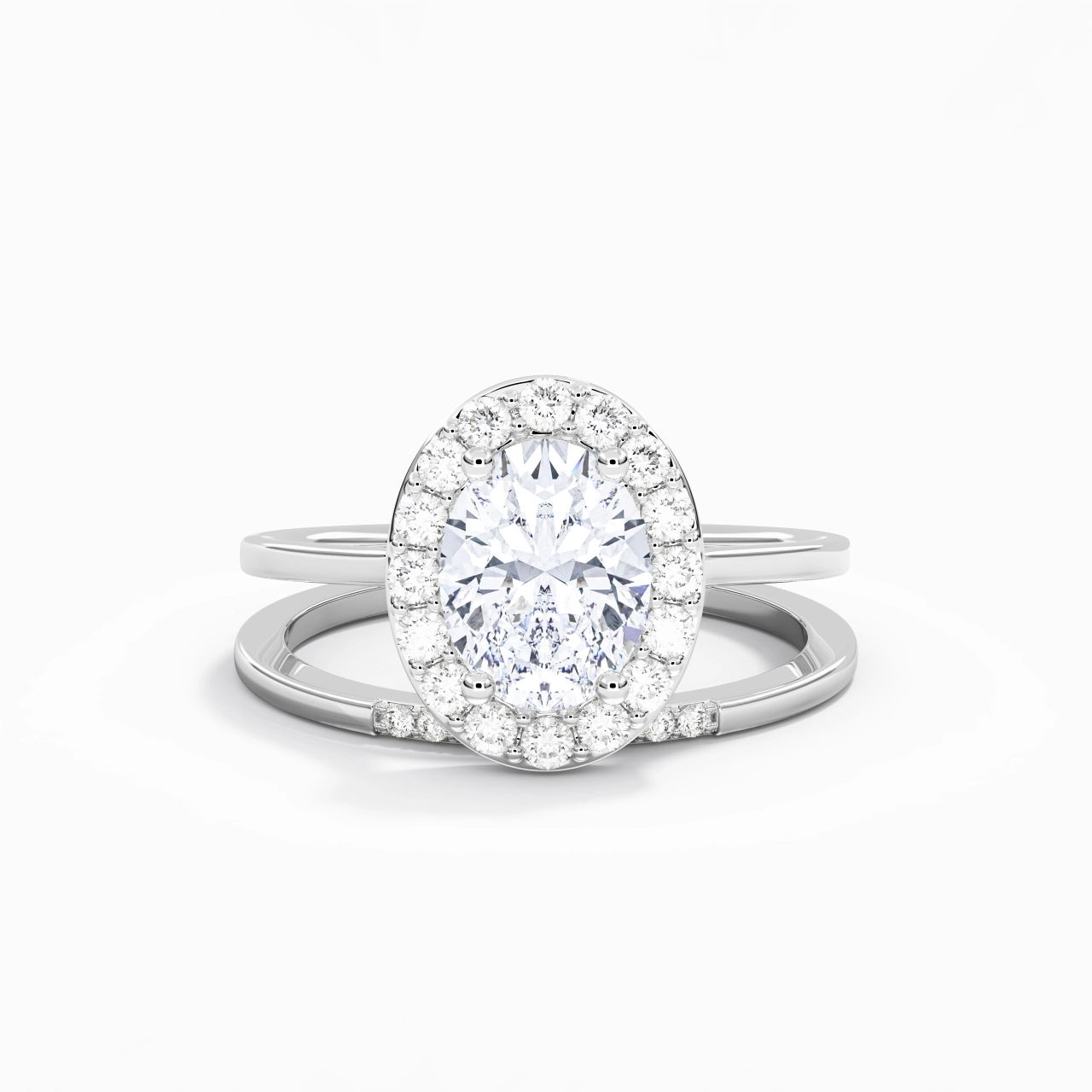 14K White Gold Moissanite Wedding Ring Set