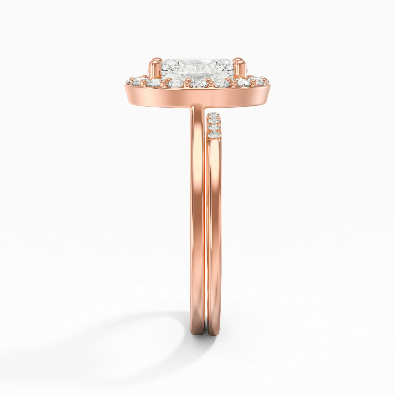 18K Rose Gold Moissanite Wedding Ring Set