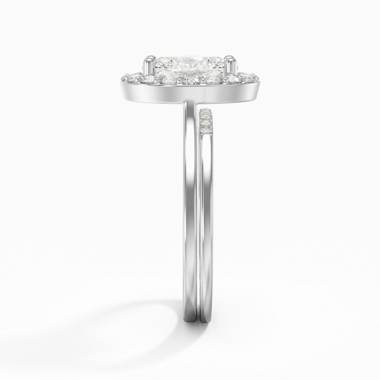 14K White Gold Moissanite Wedding Ring Set