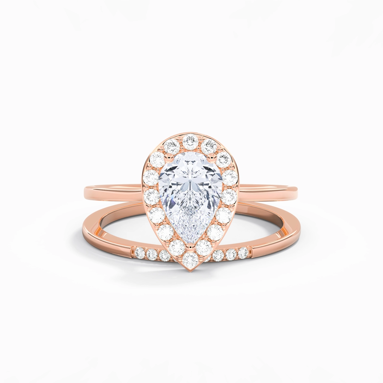 14K Rose Gold Moissanite Wedding Ring Set