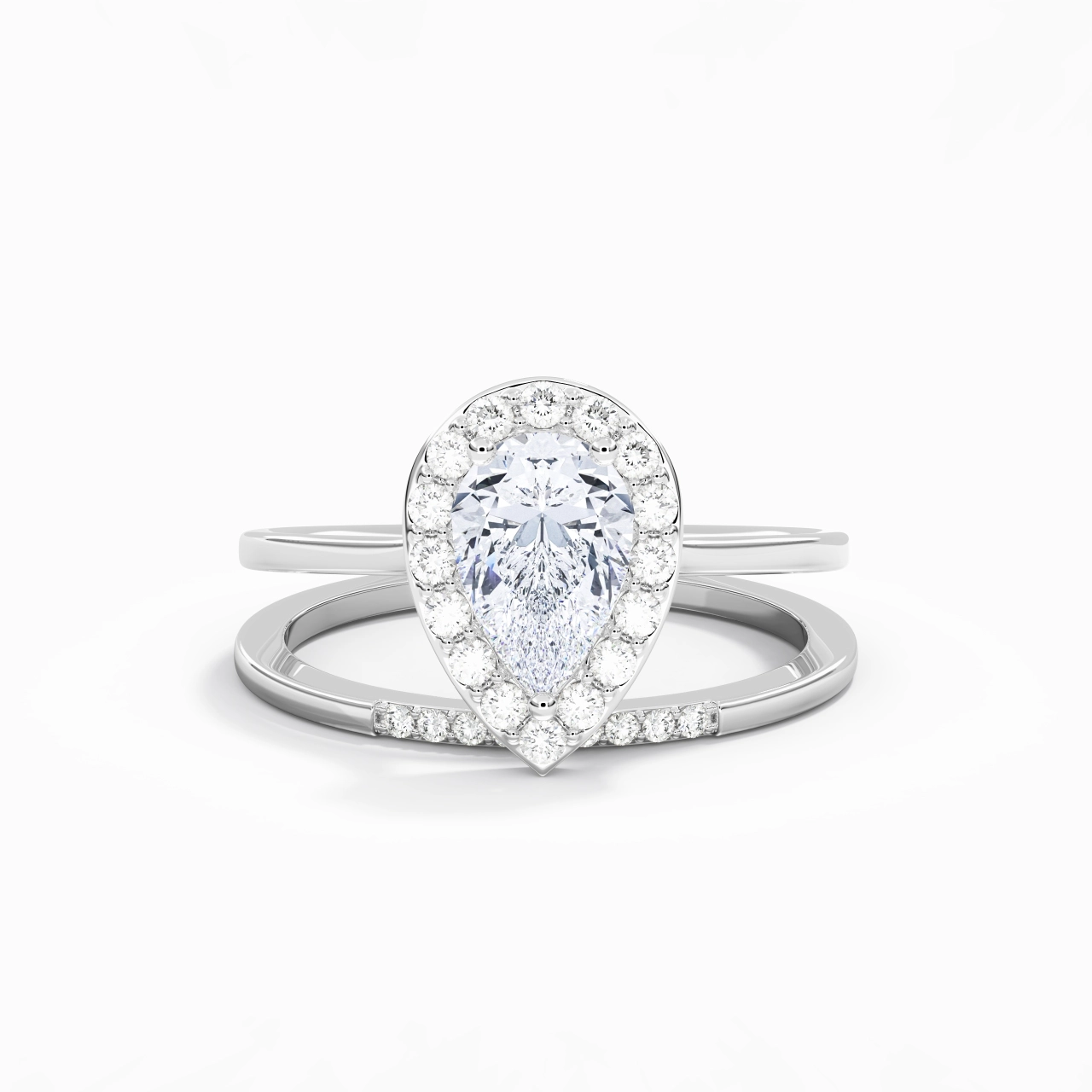Or blanc 18 carats Moissanite Ensemble d'alliances