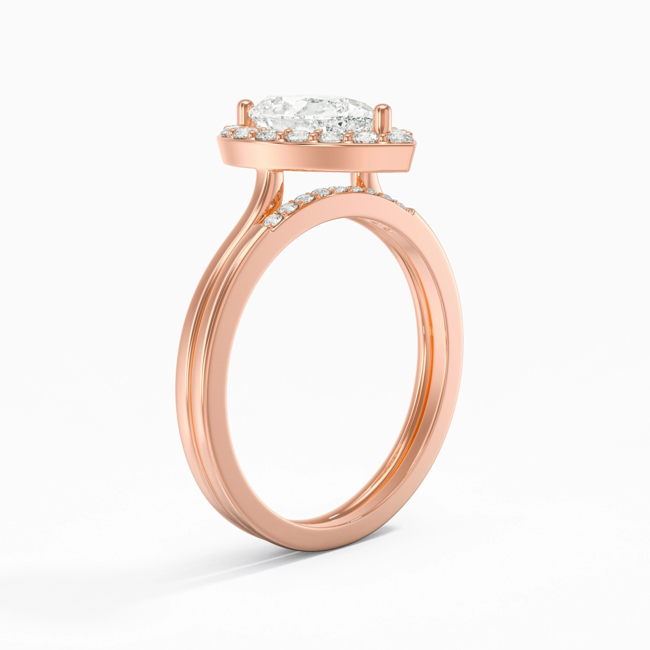 14K Rose Gold Moissanite Wedding Ring Set