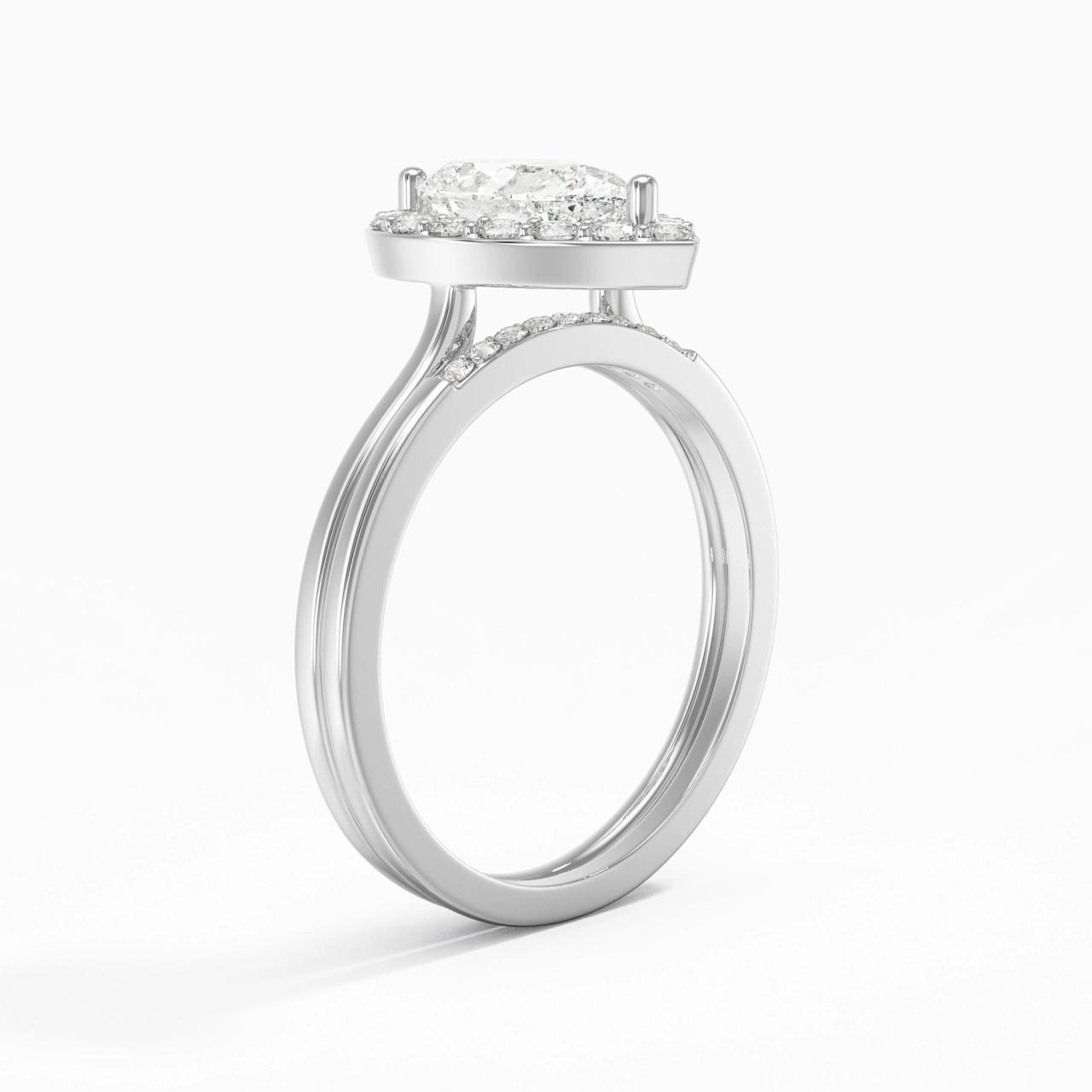 Or blanc 18 carats Moissanite Ensemble d'alliances