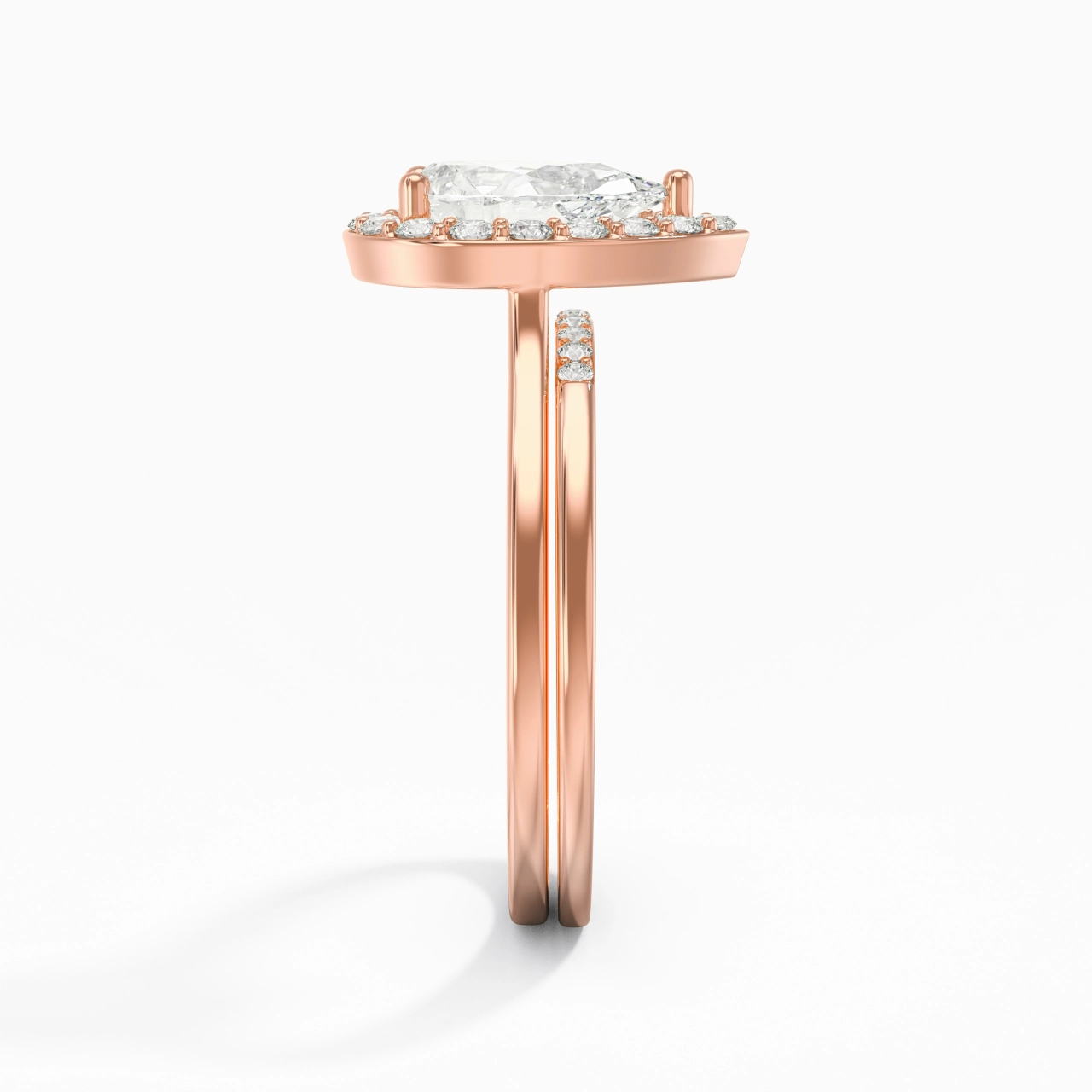 14K Rose Gold Moissanite Wedding Ring Set