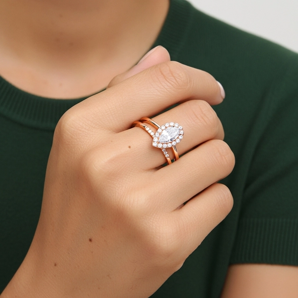 Argent sterling 925 Moissanite Ensemble d'alliances