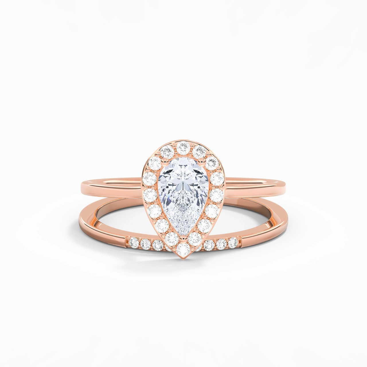 14K Rose Gold Moissanite Wedding Ring Set