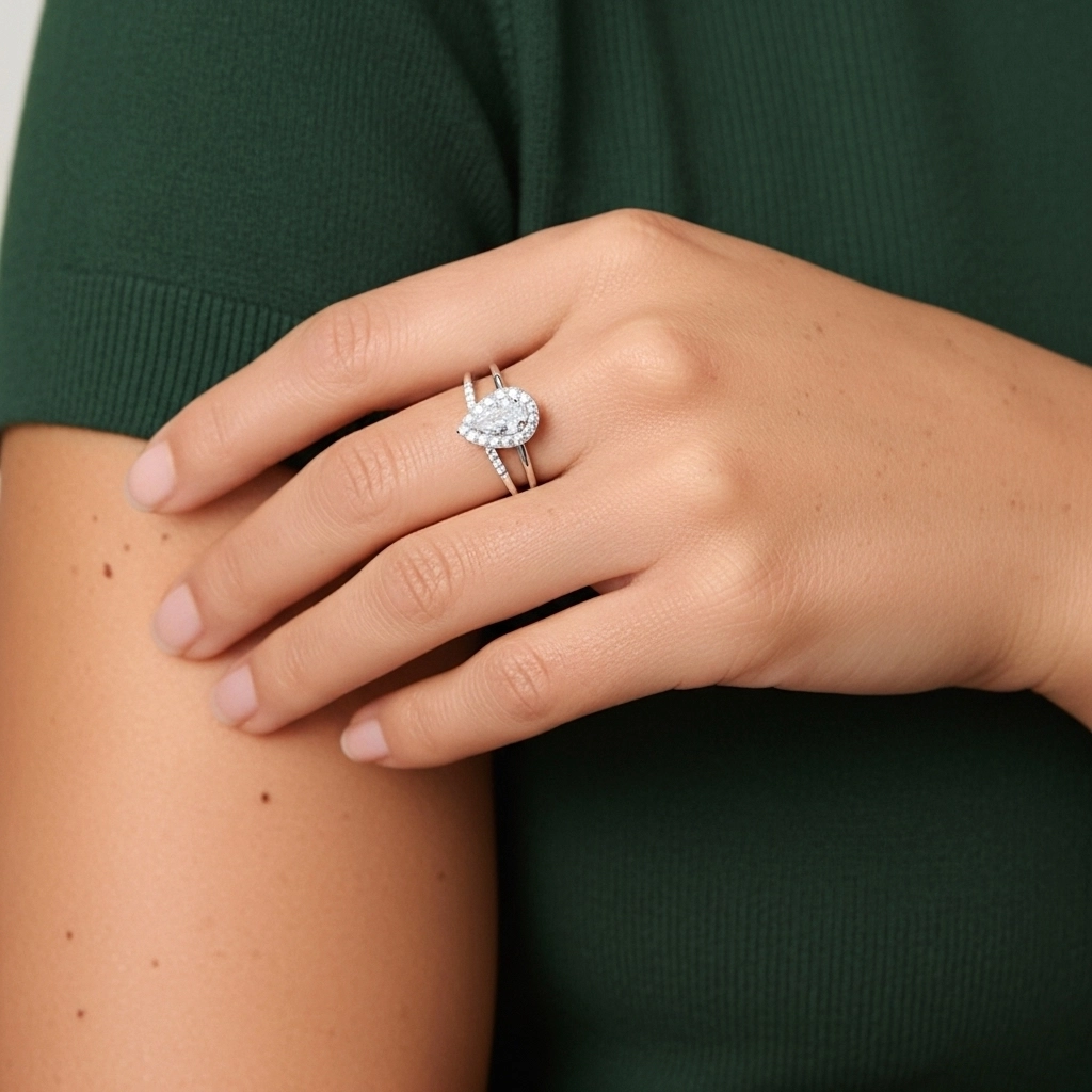 Argent sterling 925 Moissanite Ensemble d'alliances