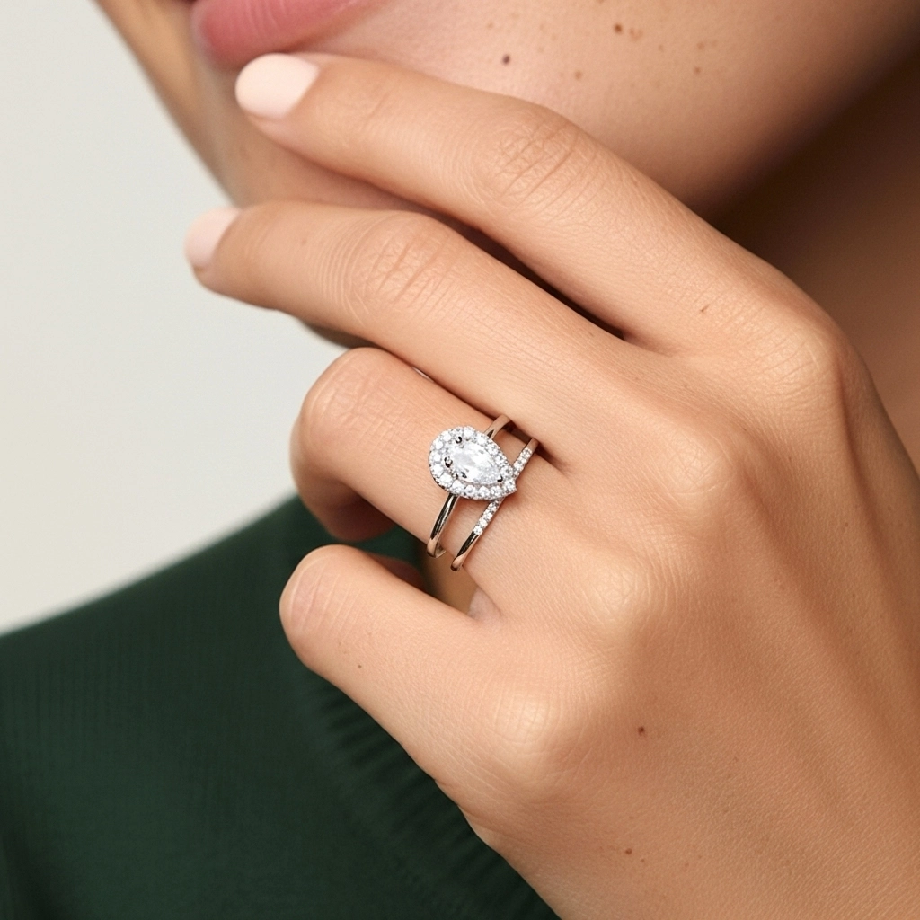 Argent sterling 925 Moissanite Ensemble d'alliances