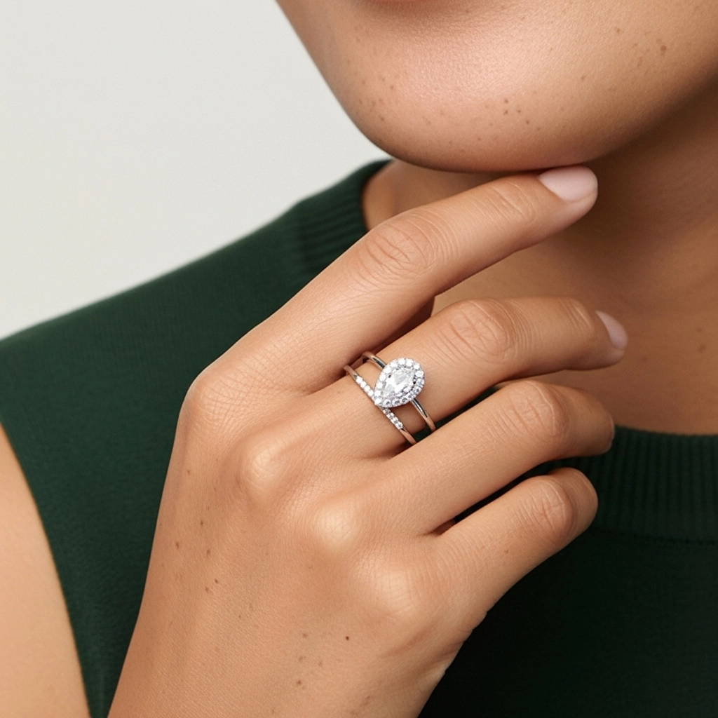 Argent sterling 925 Moissanite Ensemble d'alliances