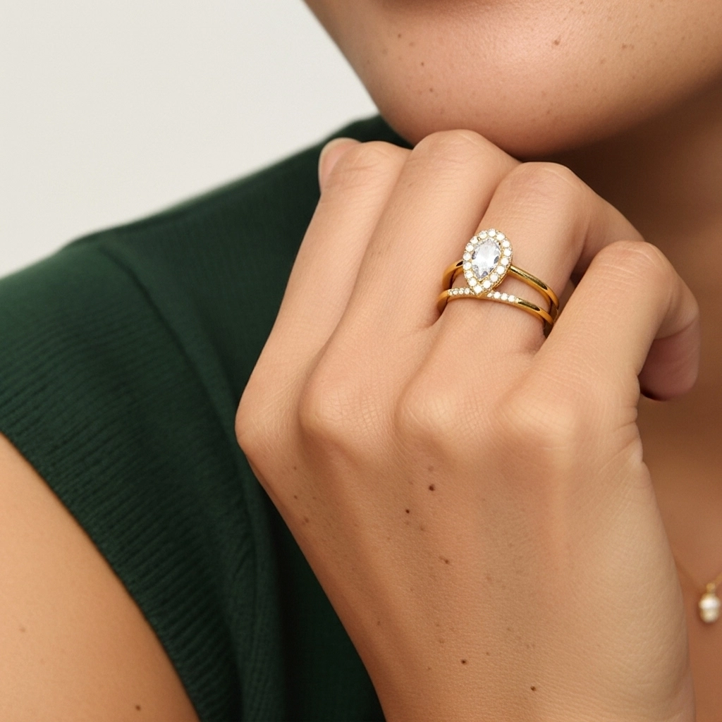 Argent sterling 925 Moissanite Ensemble d'alliances