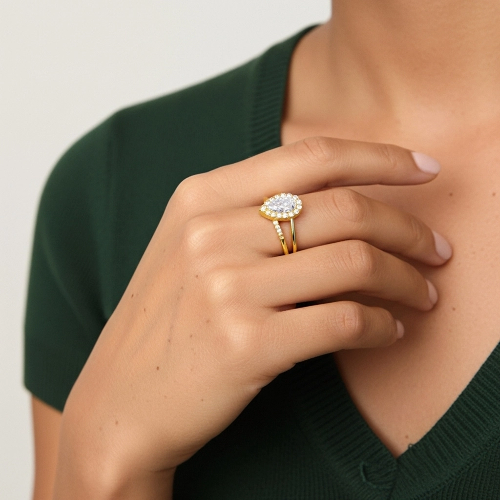 Argent sterling 925 Moissanite Ensemble d'alliances