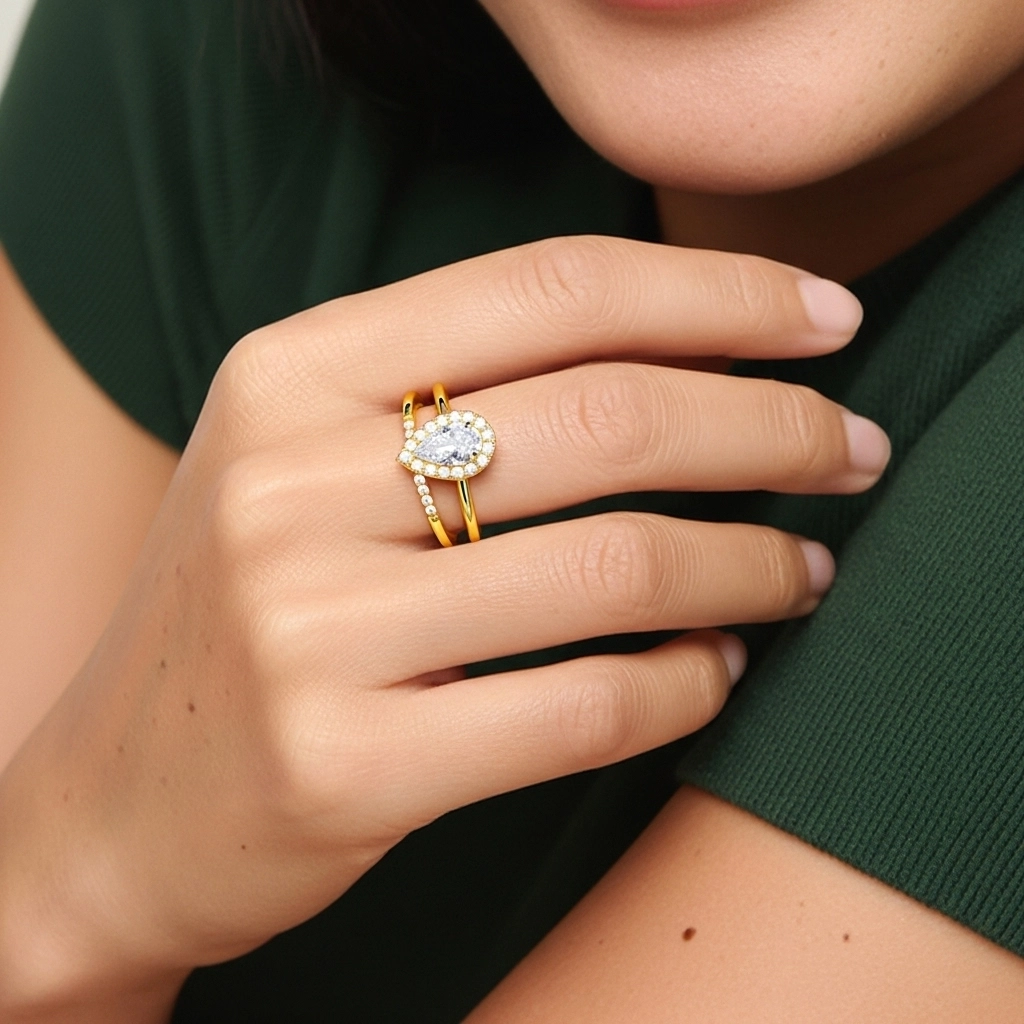 Argent sterling 925 Moissanite Ensemble d'alliances