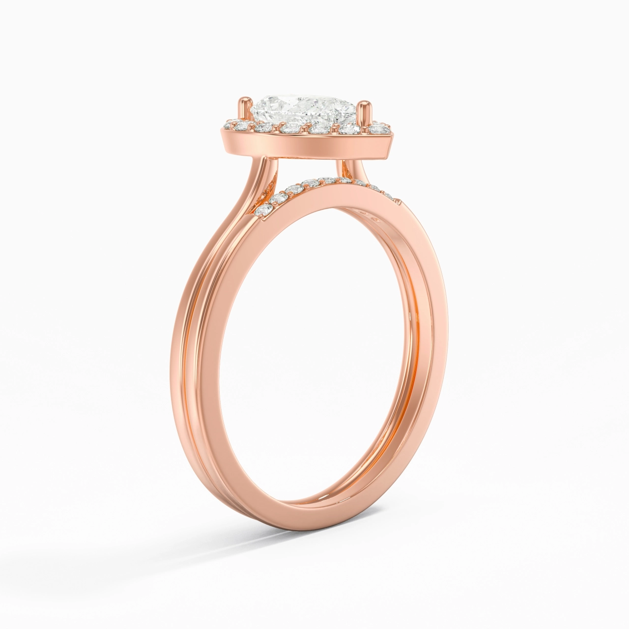 14K Rose Gold Moissanite Wedding Ring Set