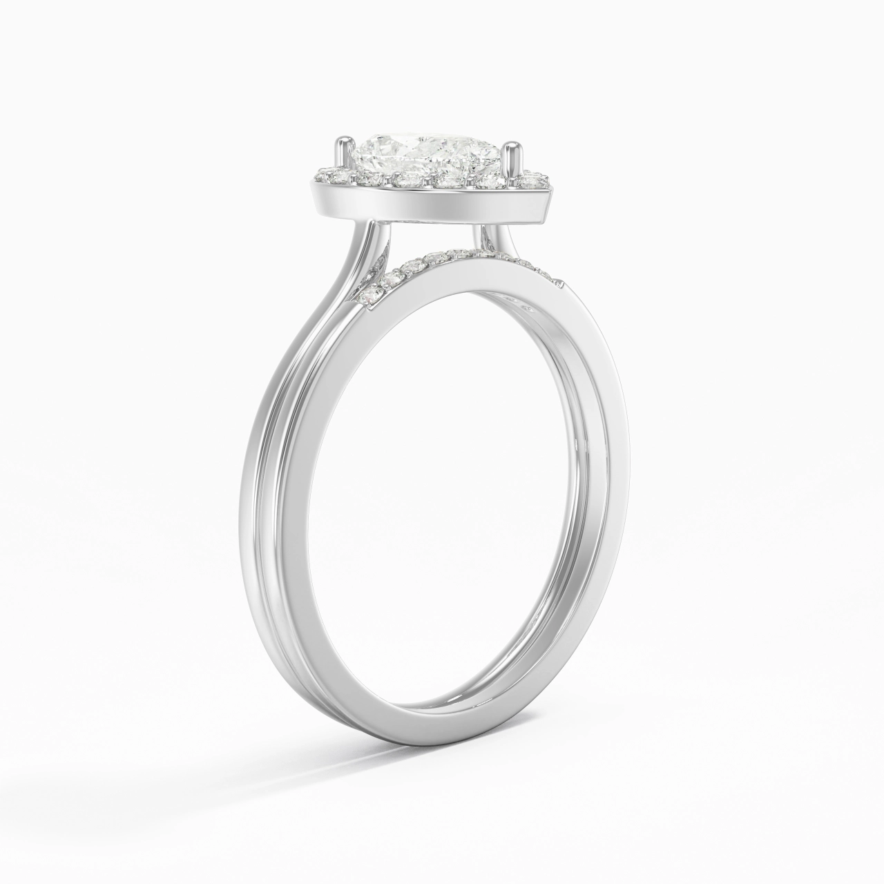 925 Sterling Silver Moissanite Wedding Ring Set