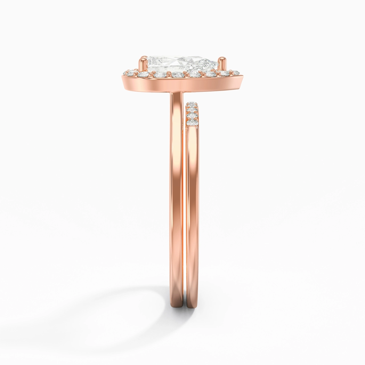 14K Rose Gold Moissanite Wedding Ring Set