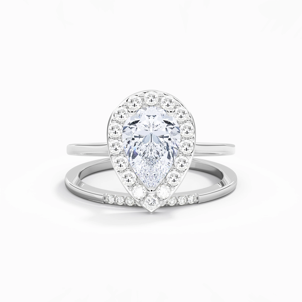 Or blanc 18 carats Moissanite Ensemble d'alliances