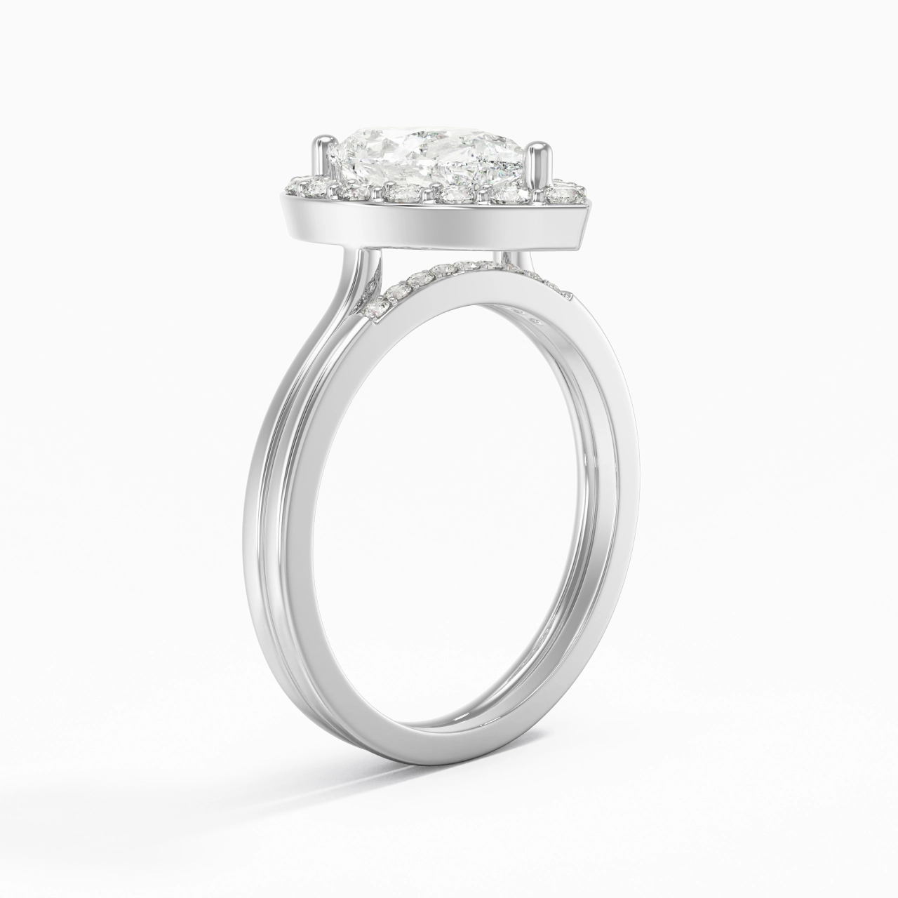 Or blanc 18 carats Moissanite Ensemble d'alliances