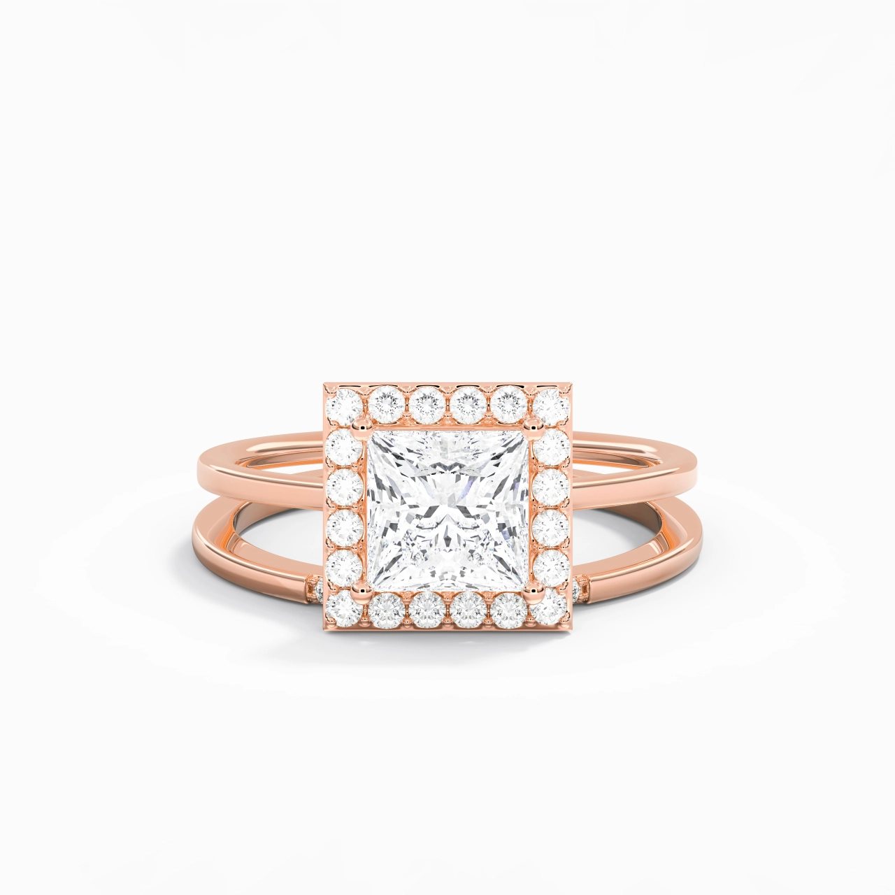 18K Rose Gold Moissanite Wedding Ring Set