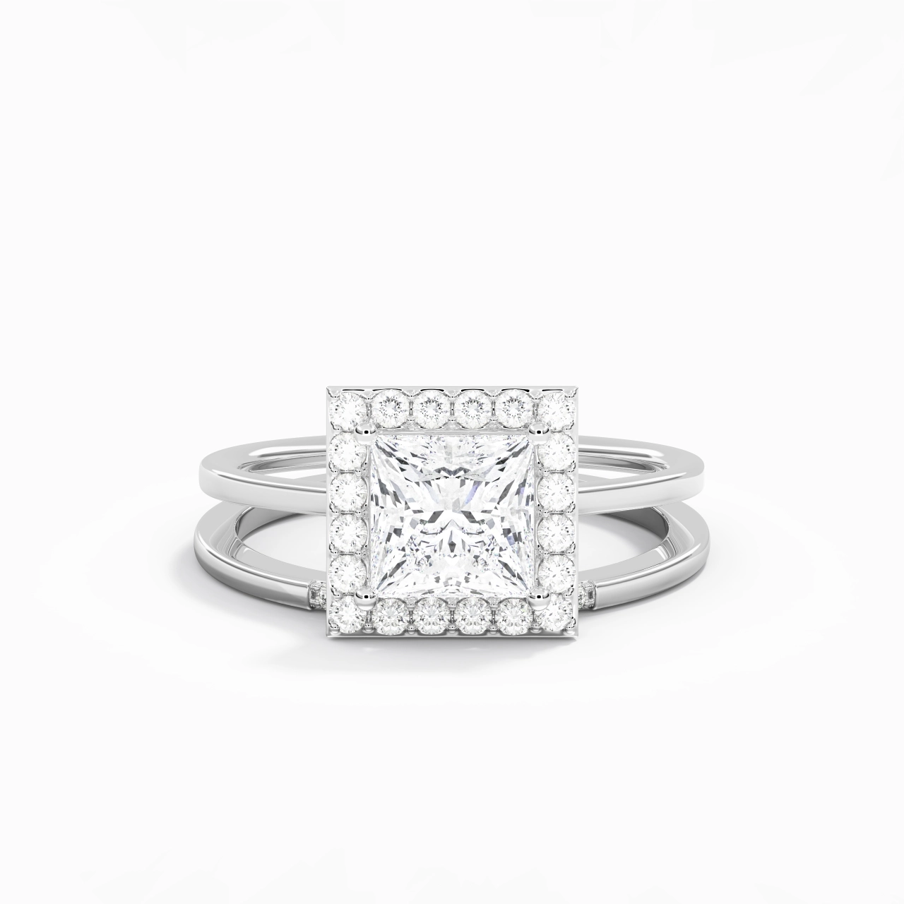 14K White Gold Moissanite Wedding Ring Set