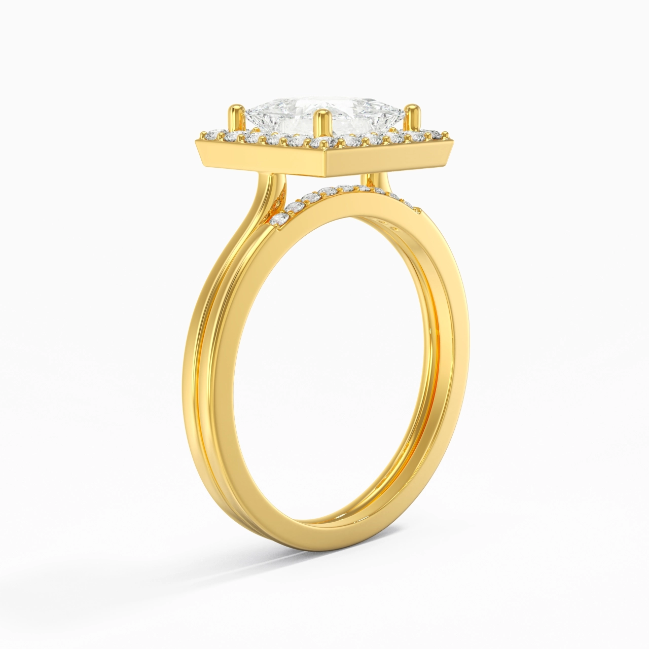 18K Gold Moissanite Wedding Ring Set