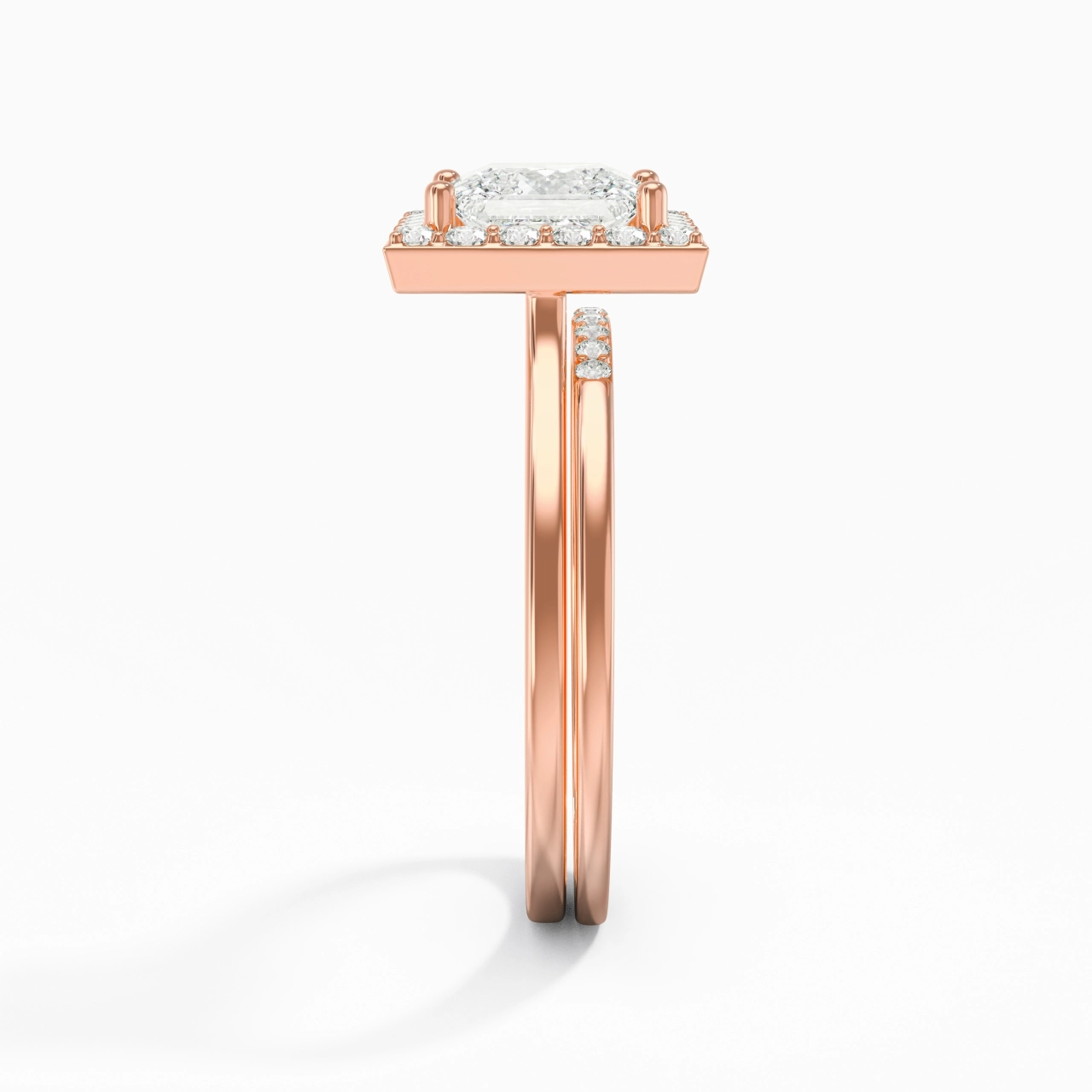 18K Rose Gold Moissanite Wedding Ring Set
