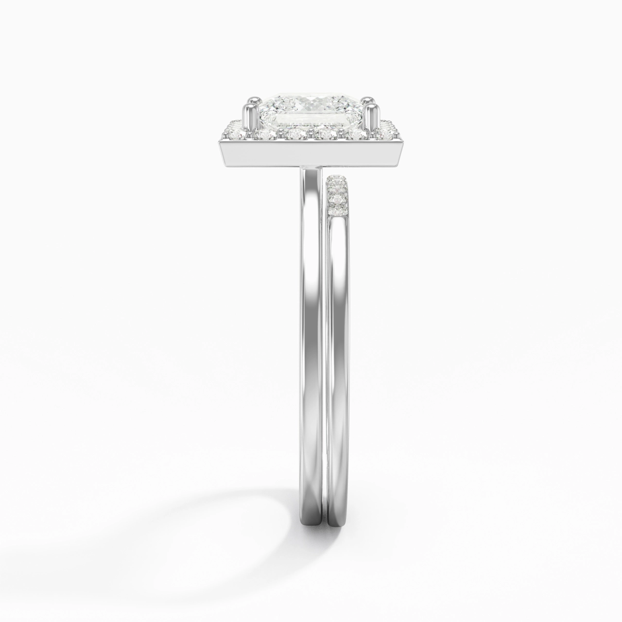 14K White Gold Moissanite Wedding Ring Set