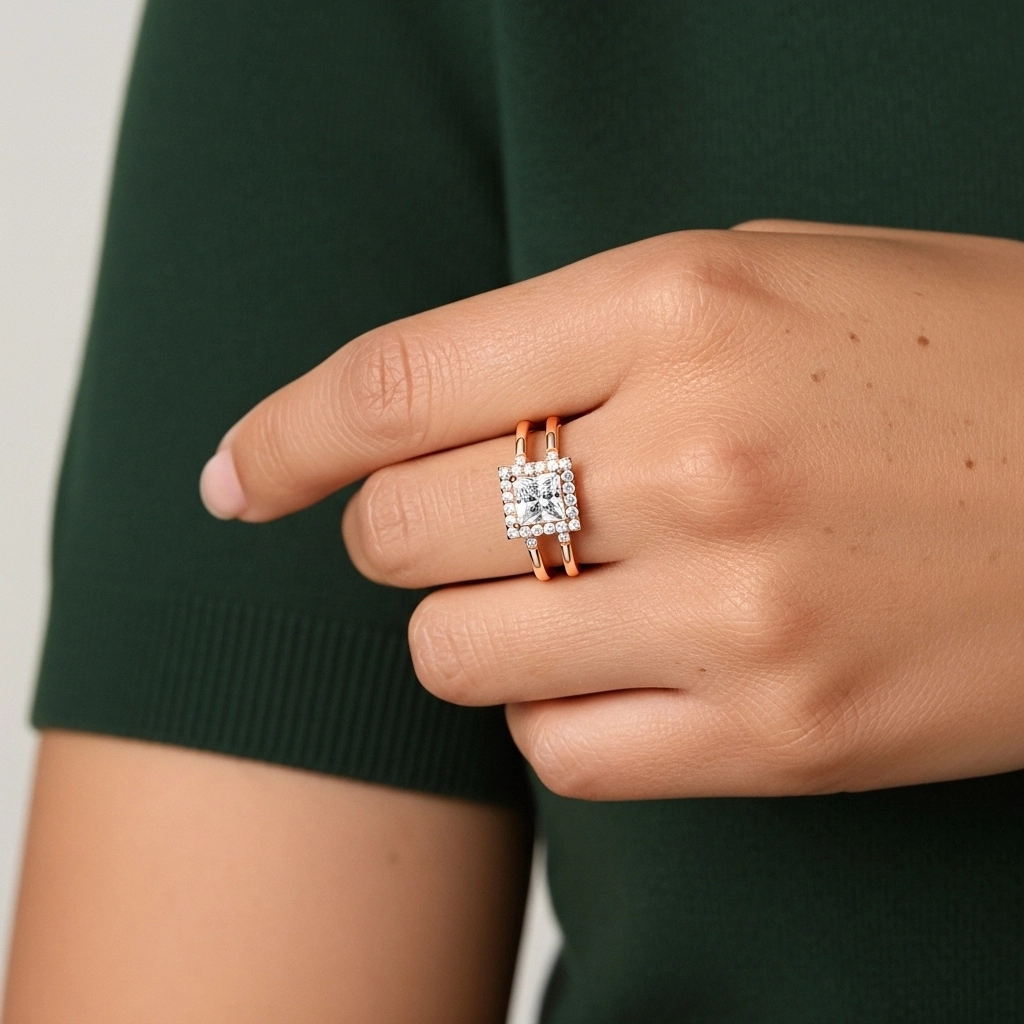 Argent sterling 925 Moissanite Ensemble d'alliances