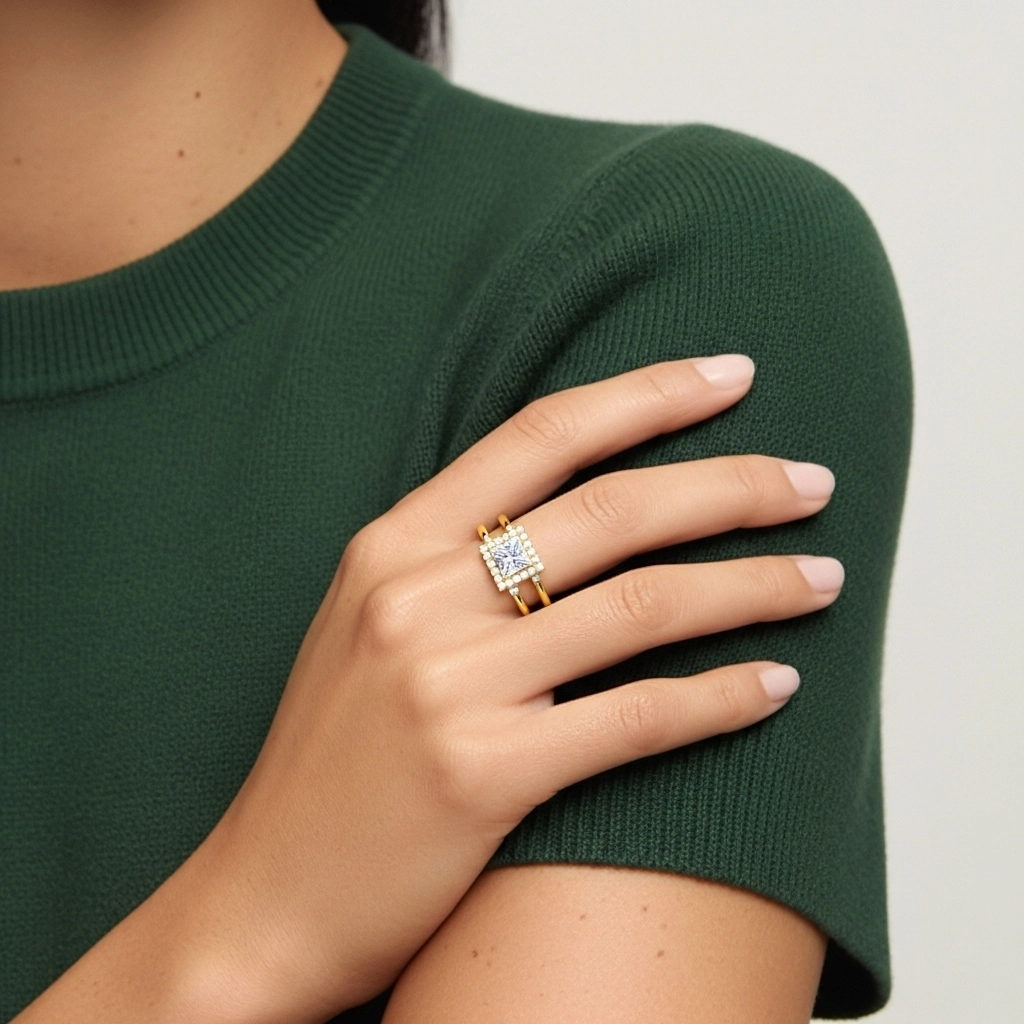 Argent sterling 925 Moissanite Ensemble d'alliances