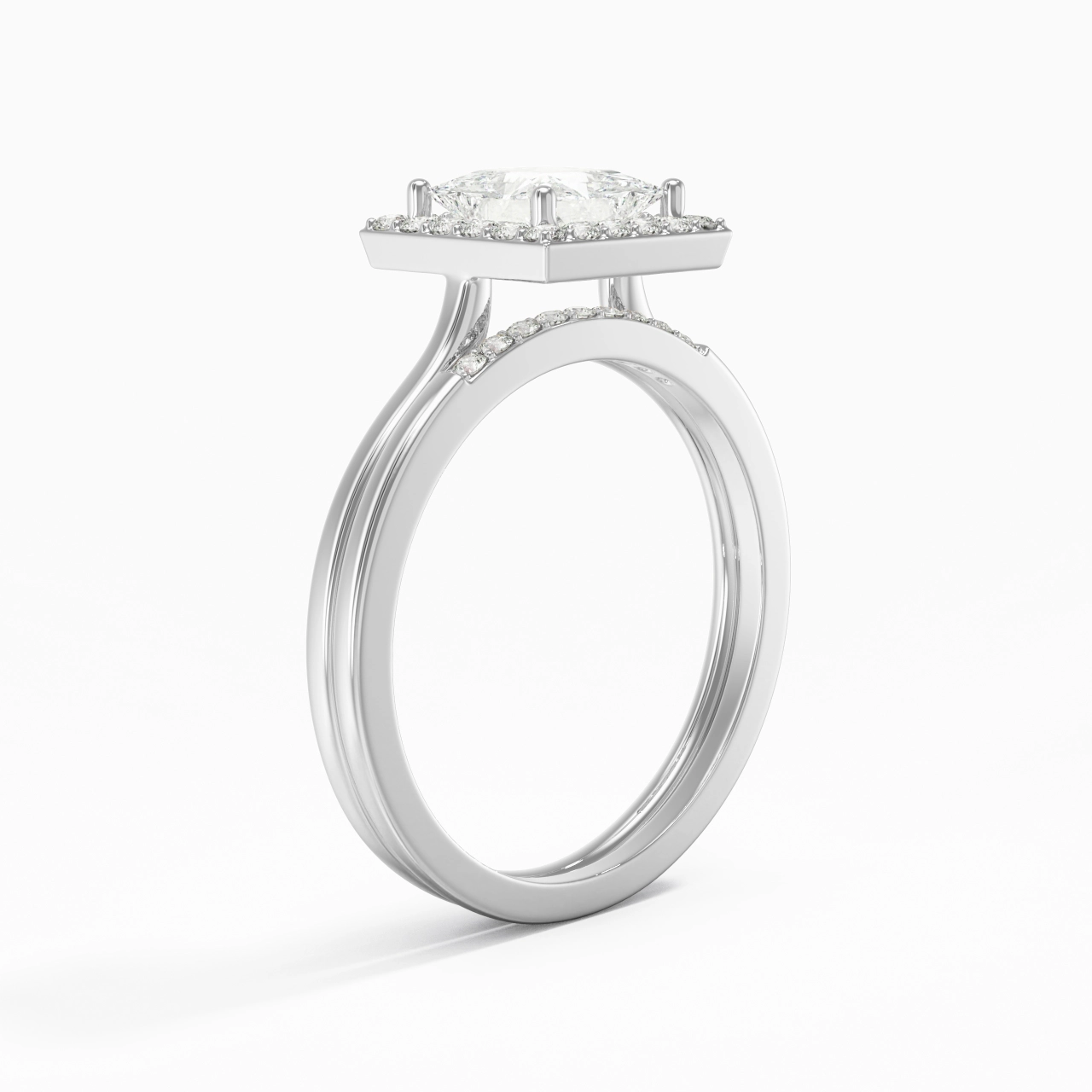 Or blanc 14 carats Moissanite Ensemble d'alliances