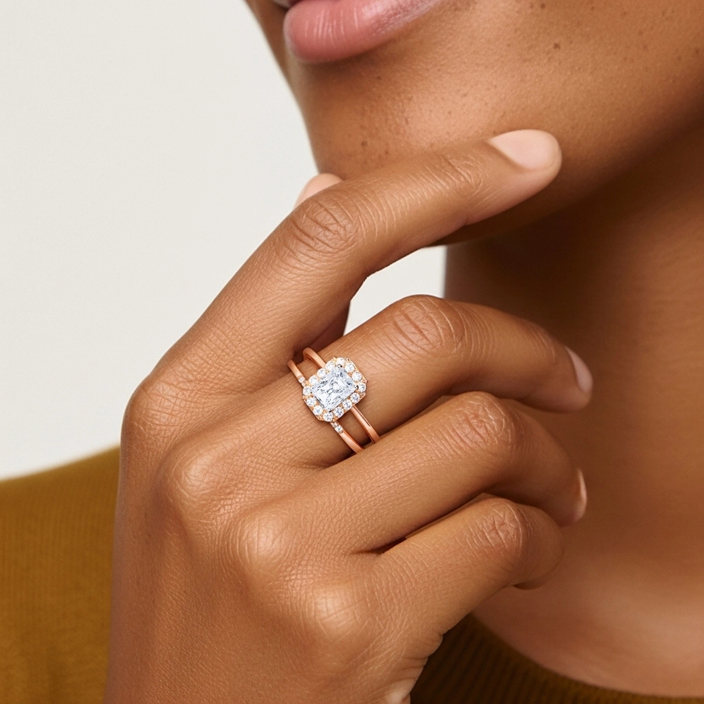 Argent sterling 925 Moissanite Ensemble d'alliances