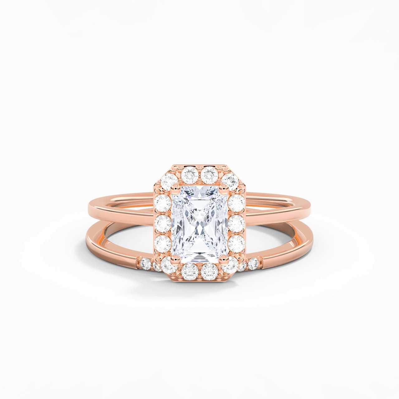 14K Rose Gold Moissanite Wedding Ring Set